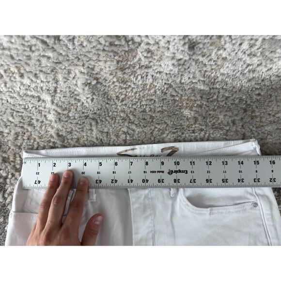 Seven7 Size 8 Breezy Crop Stretch Straight Leg Jeans White Button Zip Pocket - Picture 4 of 12